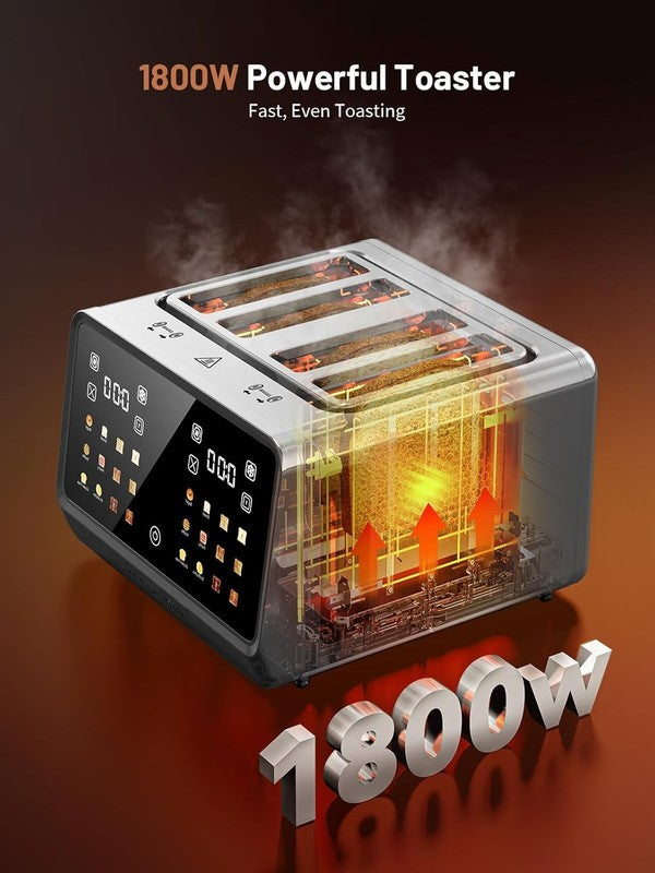 4-Slice Smart Toaster Stainless Steel Touch Screen 6 Shades 6 Bread Types4