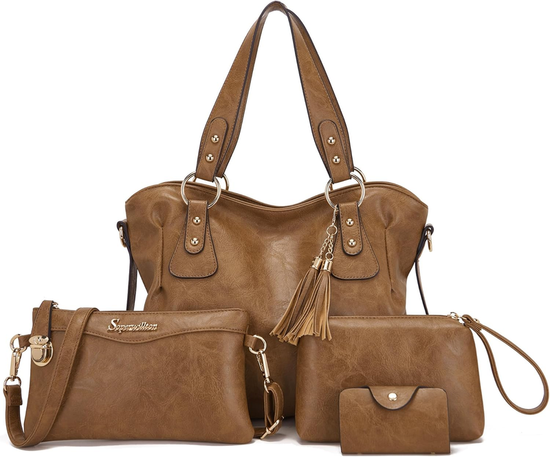 Women Fashion Handbag Set 4PCS Shoulder Bag Satchel Hobo Tote Purse9