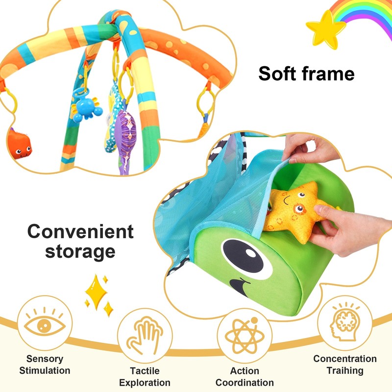 3-In-1 Baby Gym and Play Mat, Baby Activity with Ocean Ball Sensory Toys, 0-36 M4
