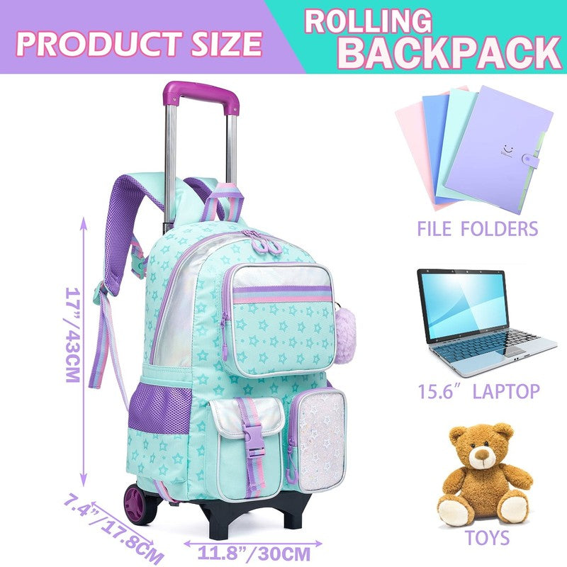 Kids Rolling Backpacks for Girls with Wheels Roller Trolley Backpack for Element1