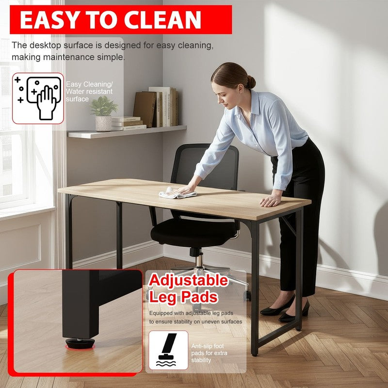 55 Inch Nature Computer Desk with Metal Frame, Adjustable Feet,Pack of 15