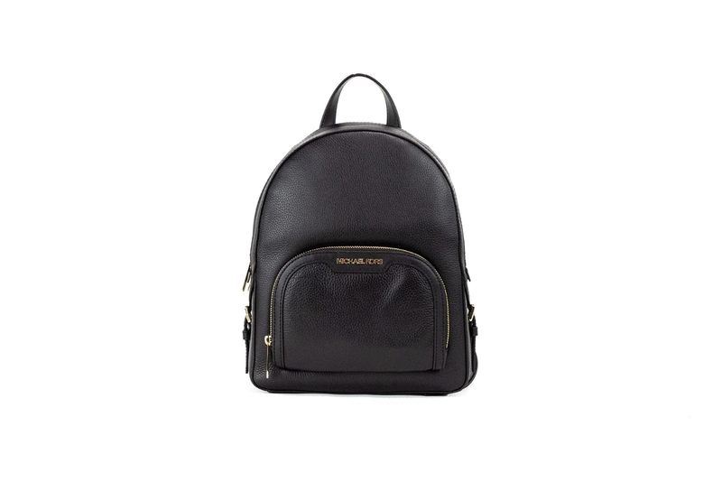 Womens Jaycee Pebbled Leather Medium Backpack Zip Pocket Black0