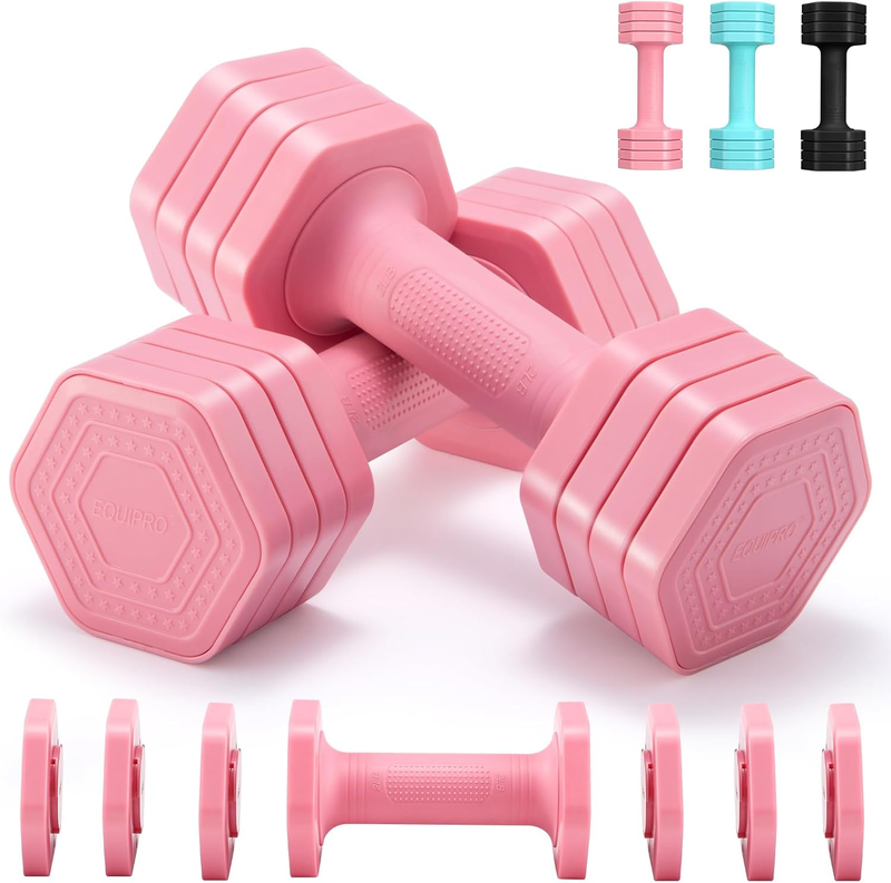 4-in-1 Adjustable Dumbbells 2-5lb TPU Handle Home Gym Weights Women Pink0