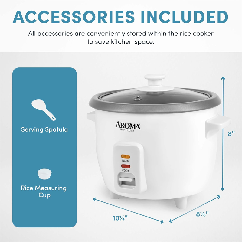  Rice Cooker, 3-Cup (Uncooked) / 6-Cup (Cooked), Small Rice Cooker, Oatmeal Coo3