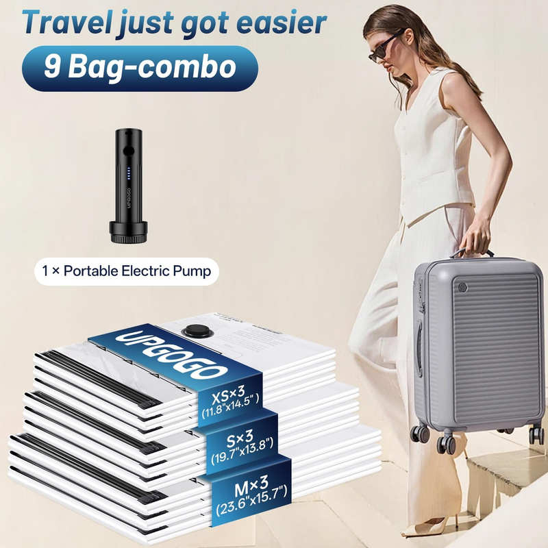 Travel Vacuum Storage Bags Electric Pump 9 Pack Compression Packing1
