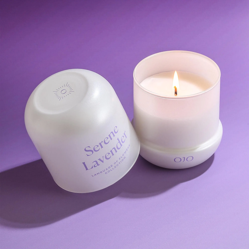 OJO Serene Lavender Scented Candle 7.8 Oz Jar Candle +35 Hour Long Lasting Burn2