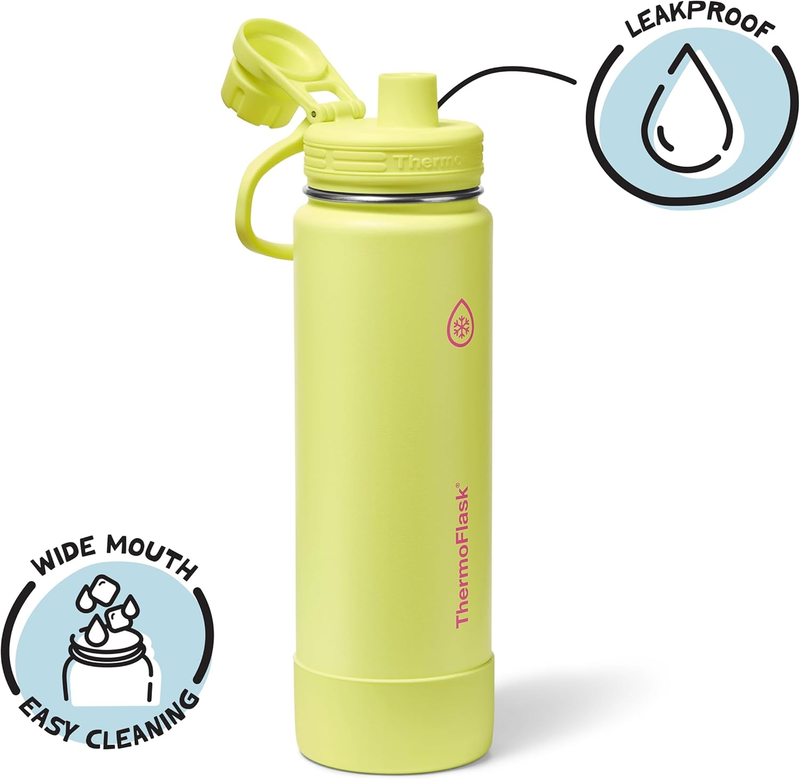 24oz Insulated Water Bottle Stainless Steel Spout Lid Leakproof Hot Cold2