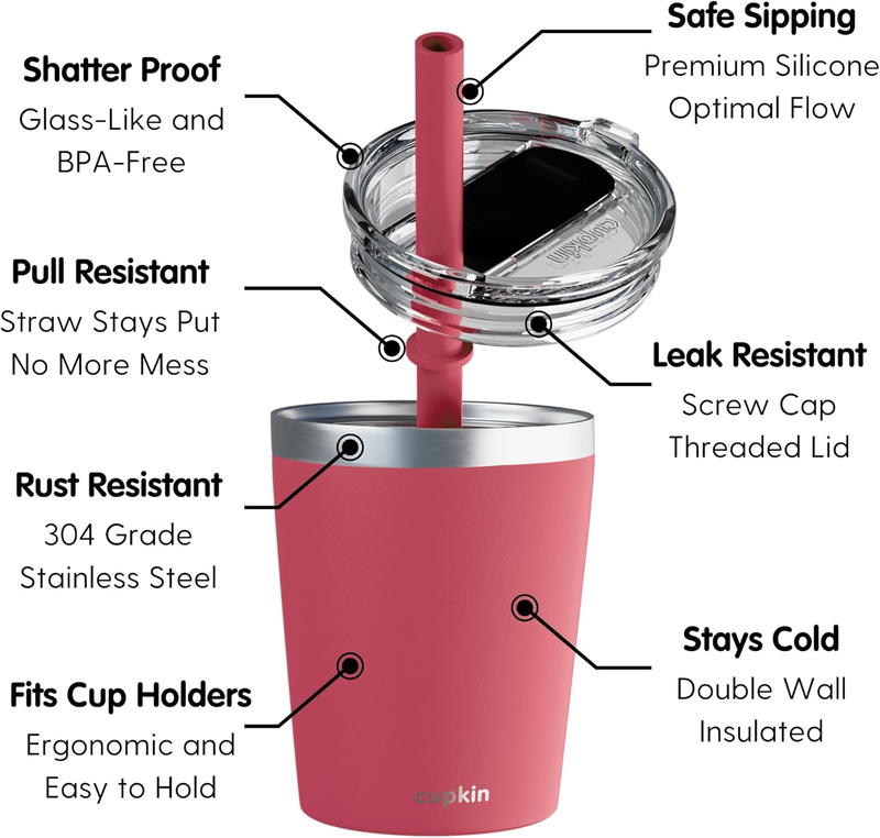 8oz Kids Stainless Steel Tumbler Cup Set 2 Stackable Straw Cups8