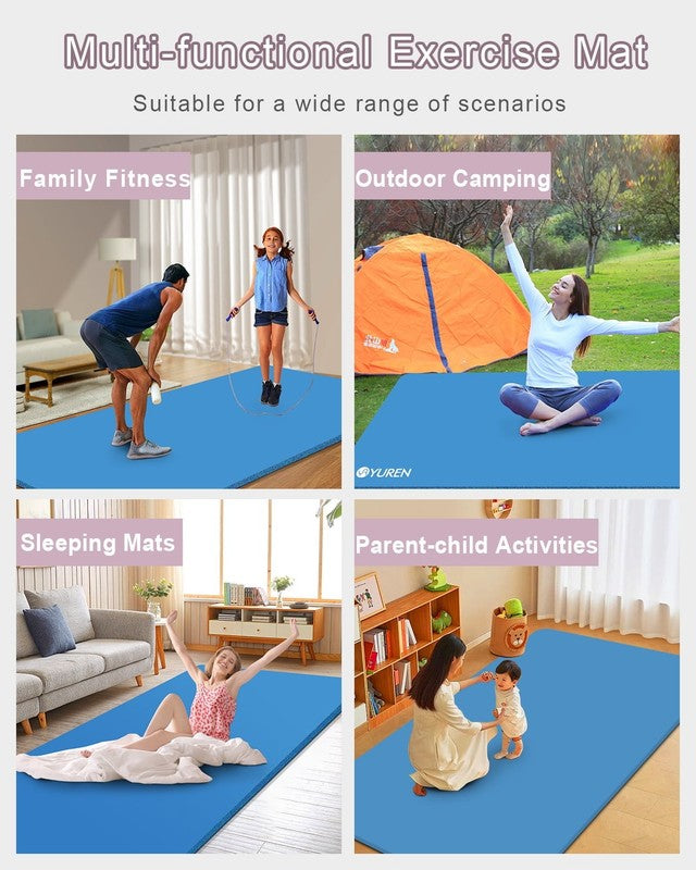 Large Exercise Mat 10Mm Thick NBR Foam for Home Gym Fitness Workout, Blue, 78X514