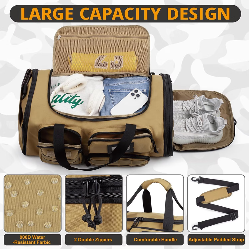 58L Sports Travel Duffle Bag with Shoes Compartment,Water Resistant Sports Gym7