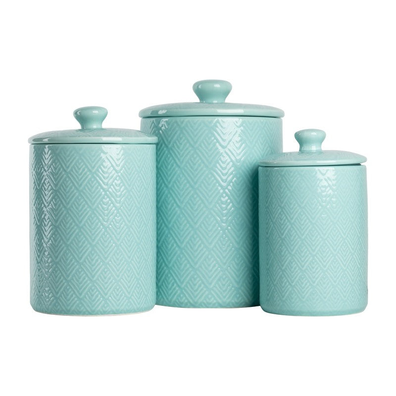 Marquis 3 Pieces Ceramic Canister Set, Blue9