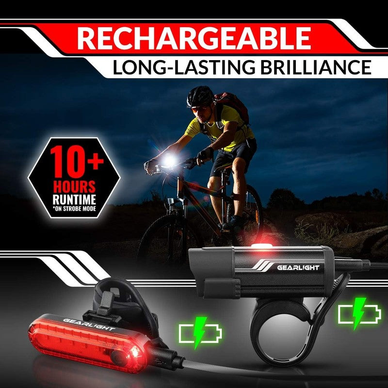Rechargeable Bike Light Set Front & Rear Powerful Night Riding Safety Lights1