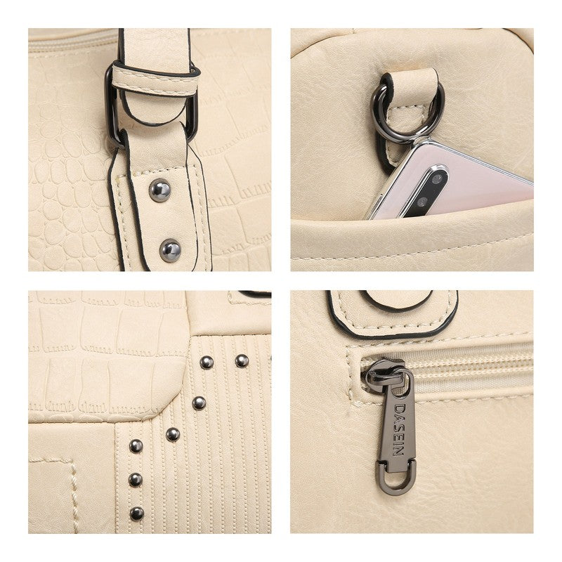 Women Soft Vegan Leather Barrel Bags Large Top Handle Totes Satchel Handbags Sho5