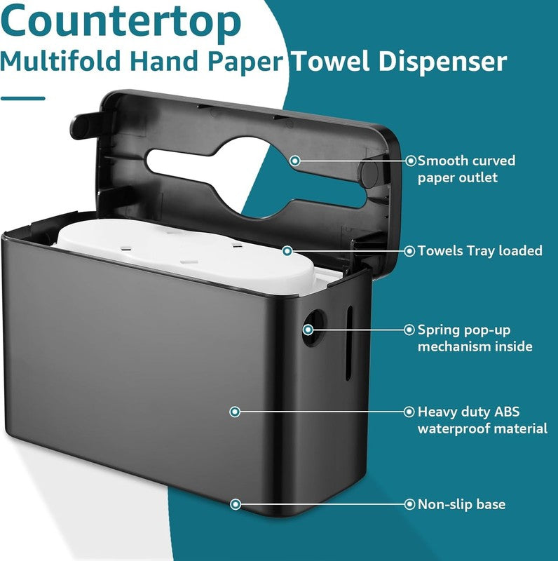 Multifold Paper Towel Dispenser Countertop Black Heavy Duty 300 Sheet5