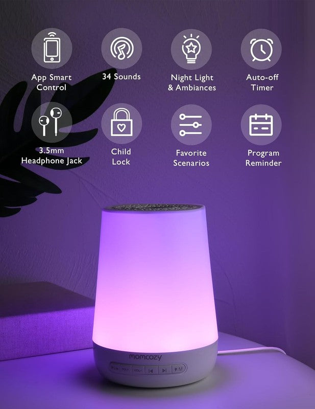 Blue Baby Sound Machine with Night Light & App Control - 34 Soothing Sounds1