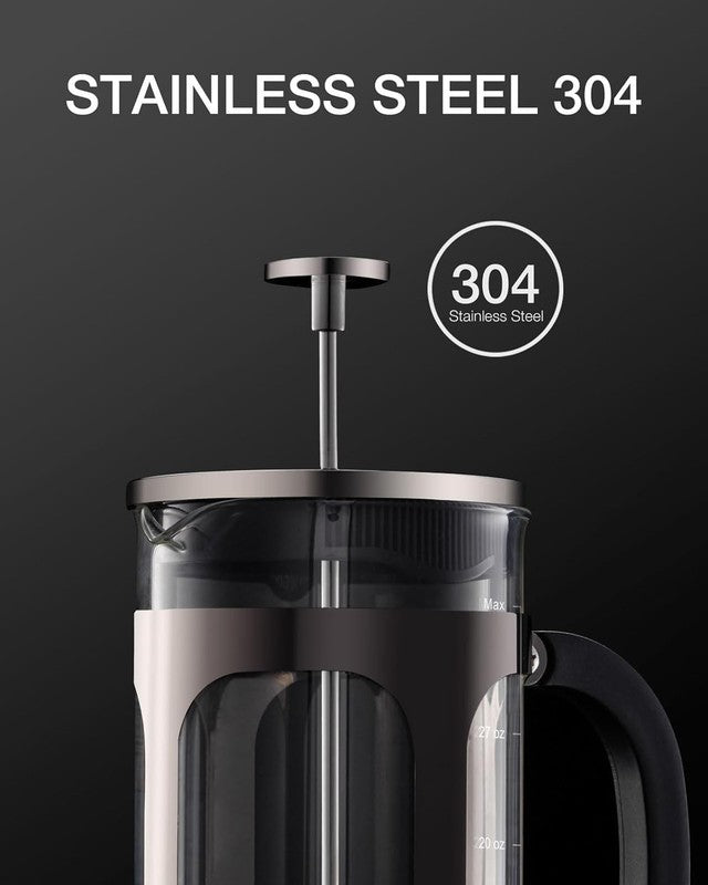French Press Coffee Maker 34Oz 4 Level Filtration Stainless Steel Dark Pewter7