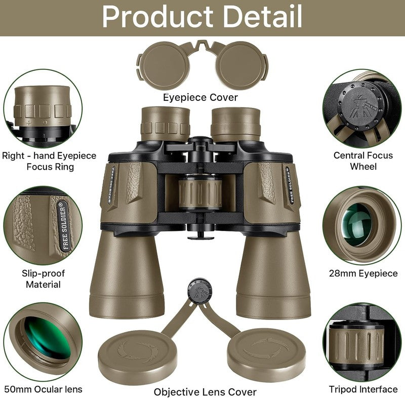 20x50 High Power Binoculars for Adults BAK4 FMC Bird Watching Hunting Hiking Mud9