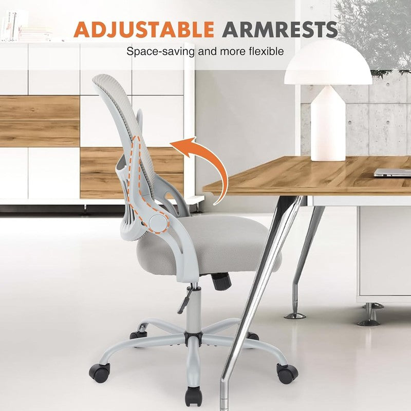 Ergonomic Mesh Office Chair Swivel Mid-Back Lumbar Support Flip-Up Arms3