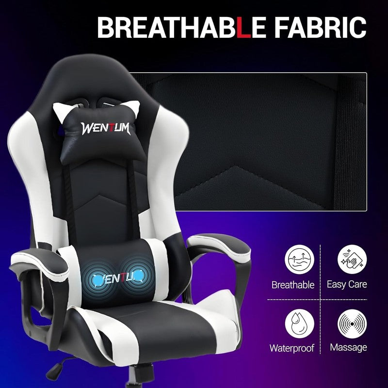 Ergonomic Massage Gaming Chair for Kids Adults, Comfy PU Leather Office Desk Cha6