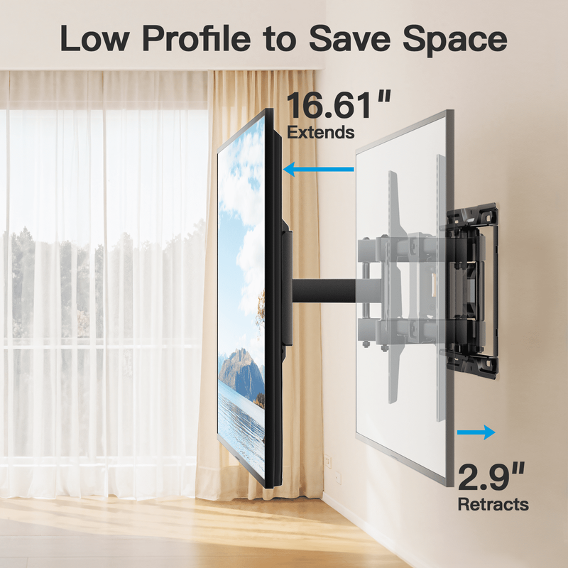 Full Motion TV Wall Mount Bracket with Tool Free Tilt for 42 90 Inch Tvs, 6 Arti3