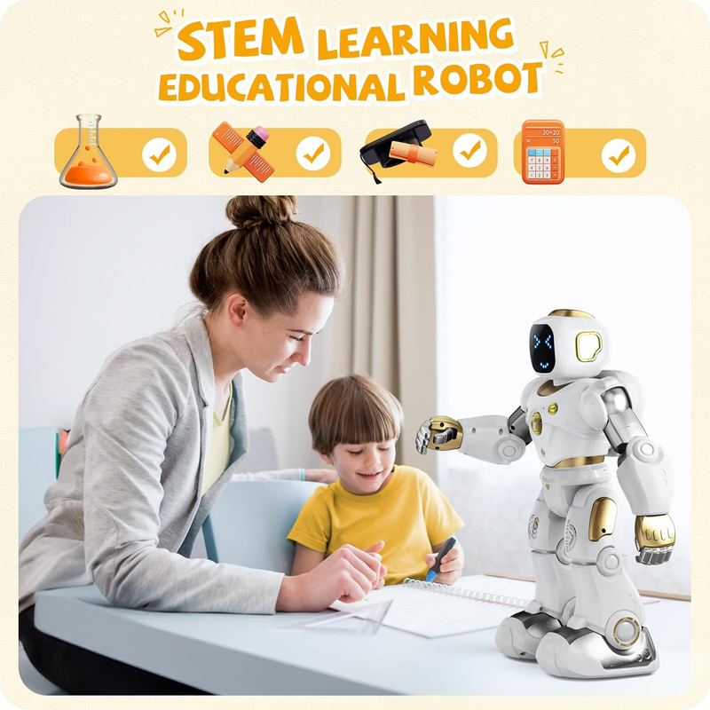 Gold Smart RC Robot for Kids Programmable Voice & App Control STEM Toy4