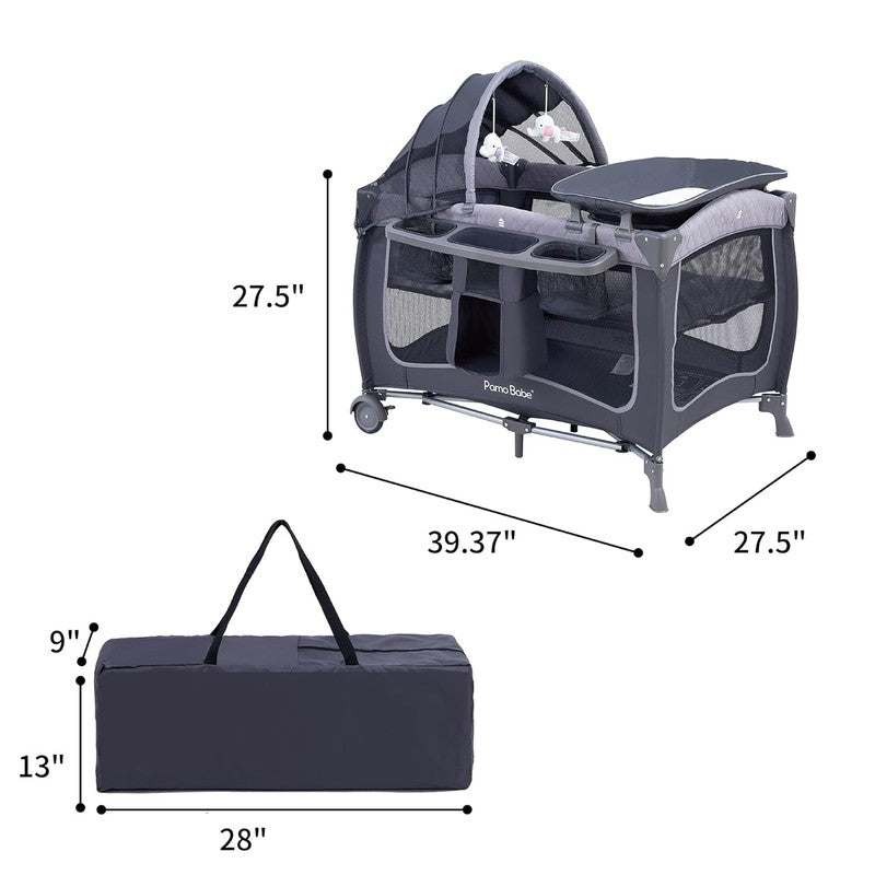 Baby Playard with Canopy, Portable Crib with Changing Table1