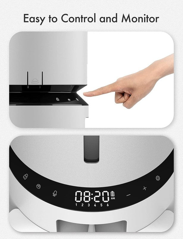 Automatic Cat Feeder, Timed Pet Food Dispenser for Cats Dogs, 6 Meal Daily White7