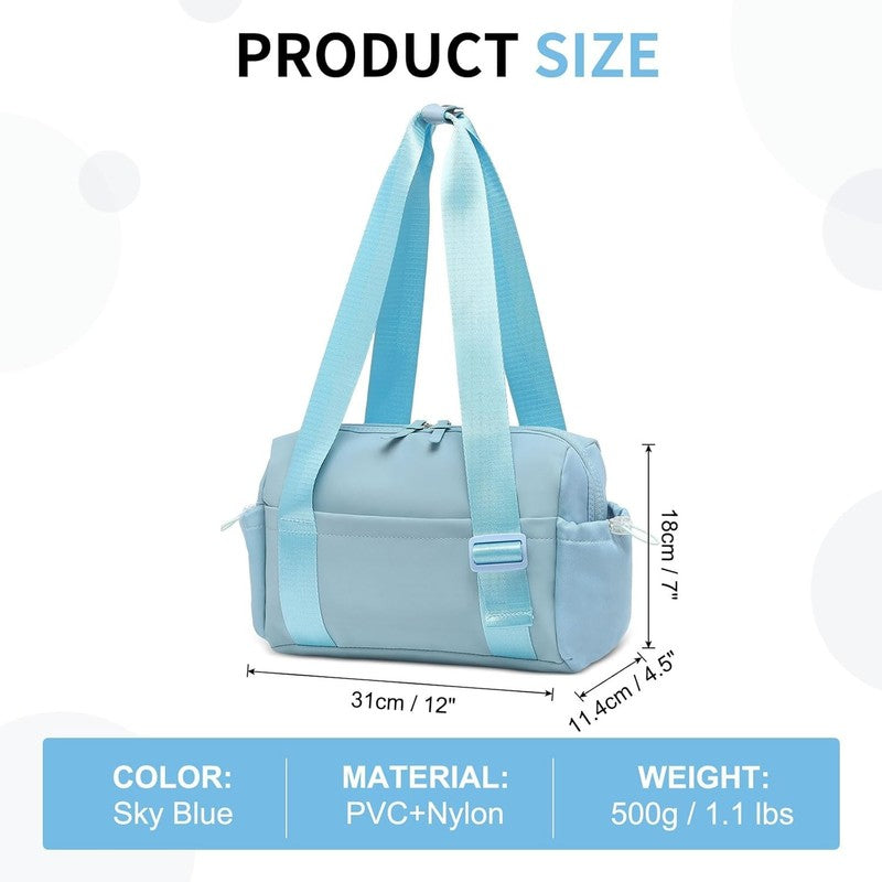 Mini Gym Bag Women Waterproof PU Fitness Tote Wet Compartment Sky Blue2