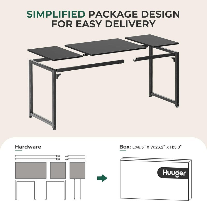 63'' Modern Office Desk Gaming Writing Desk w/ Storage Metal Frame Black8