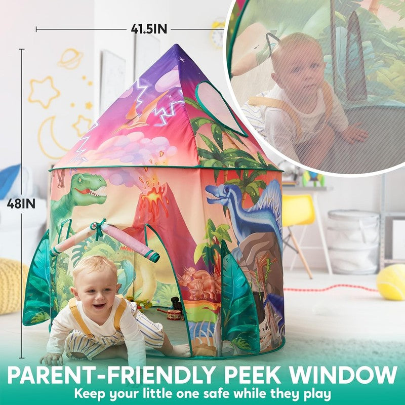 Kids Dinosaur Pop Up Play Tent, Indoor/Outdoor Dinosaur Playhouse for Toddlers4