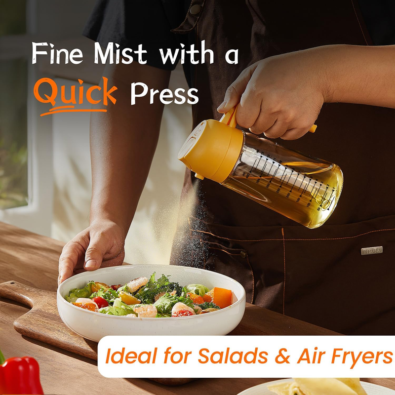 16oz Glass Olive Oil Sprayer 2 in 1 Dispenser Bottle Air Fryer BBQ Yellow1