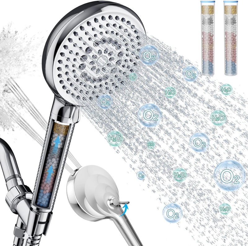 Filtered Shower Head Handheld 10 Spray Modes High Pressure Chrome w/ 2 Filters9
