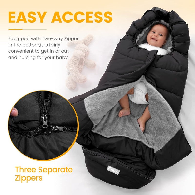 Universal Stroller Bunting Bag, Warm Waterproof Toddler Footmuff, Black L3