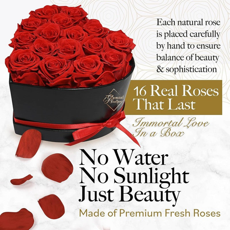 16 Flower Forever Heart Shape Box   Preserved Roses Gift for Her, Preserved Flow3
