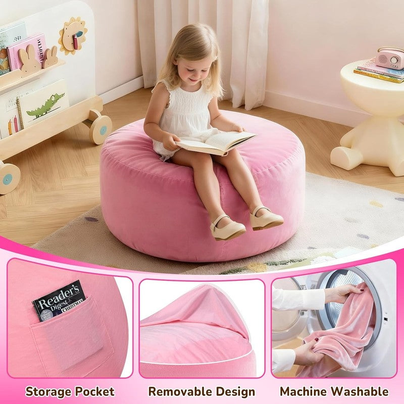 Kids Bean Bag Chair Bed Convertible Beanbag Sofa Bed Corduroy Pink6