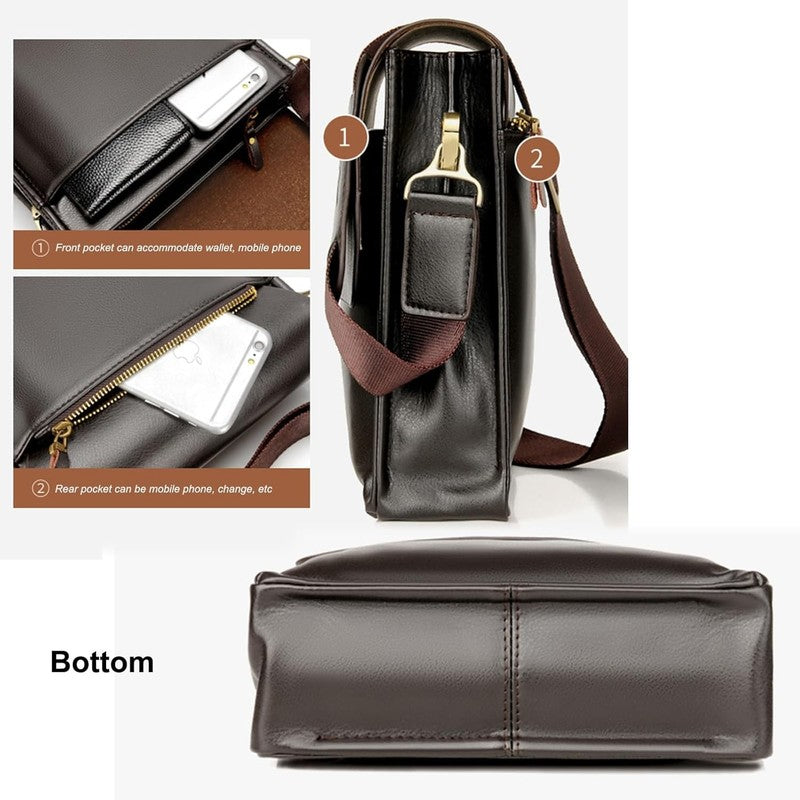 Mens Leather Crossbody Messenger Bag Shoulder Travel Work Business Purse6