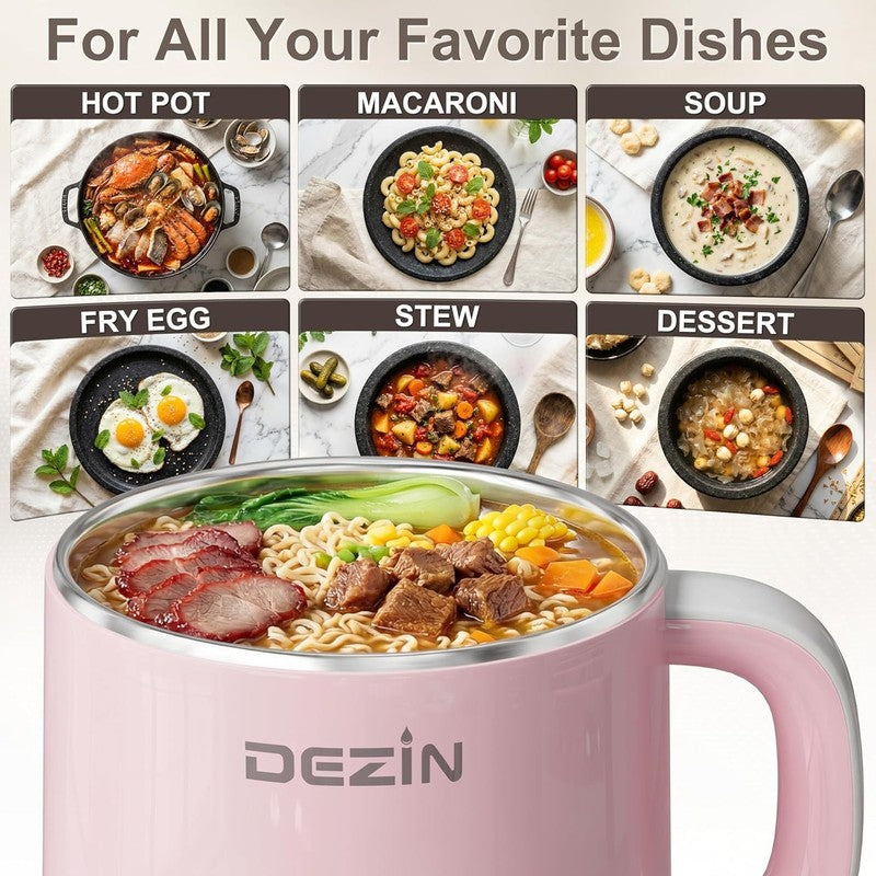 1.6L Electric Hot Pot Noodle Cooker Stainless Steel Temp Control Keep Warm4