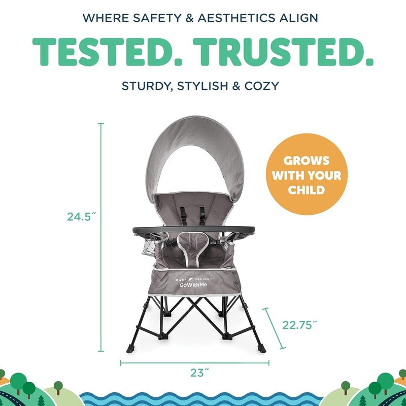 Go with Me Jubilee Deluxe Portable Infant Chair, Removable Canopy, Gray4