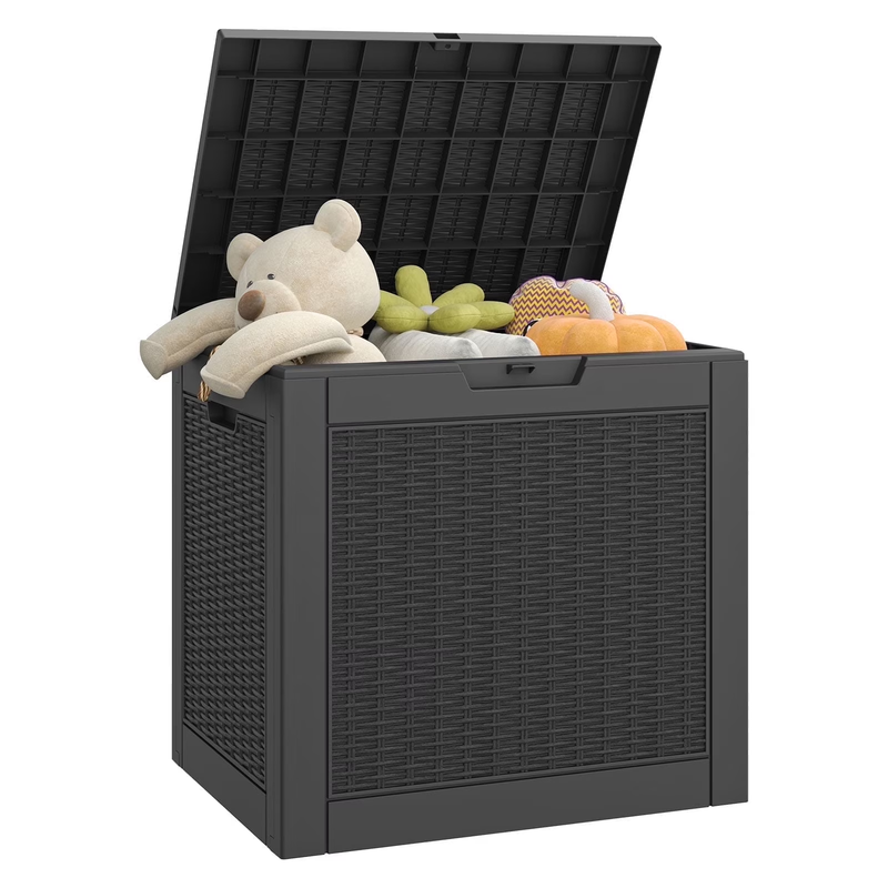 31 Gallon Deck Box, Resin Outdoor Storage Box, Waterproof and UV Resistant Light11