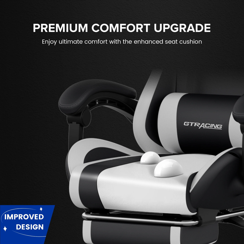 Ergonomic Gaming Office Chair GTWD 200 Adjustable Pillows Footrest White7