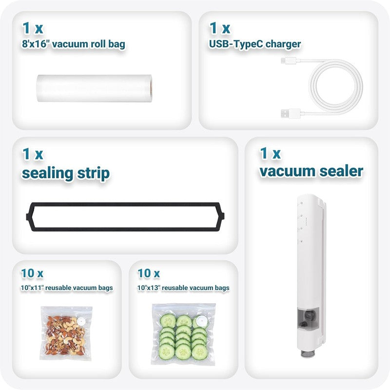 Compact Vacuum Sealer for Food, Magnetic Back, 60Kpa Powerful Handheld Vacuum Se4