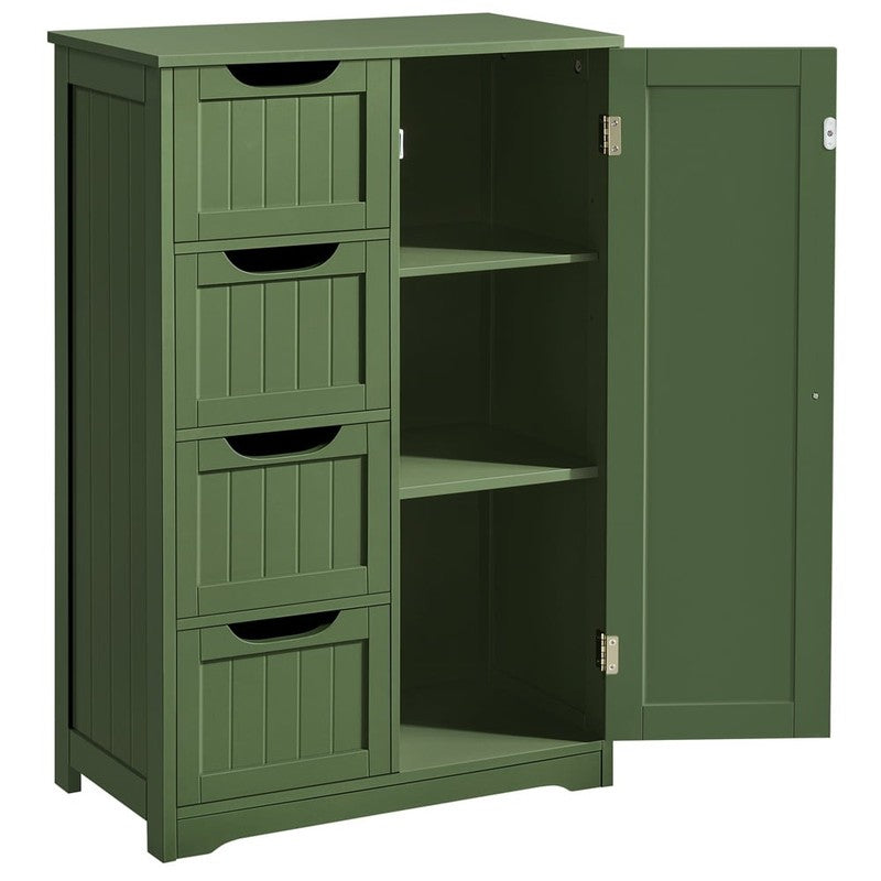 Modern Wooden Bathroom Storage Cabinet with 4 Drawers and Cupboard, Green5