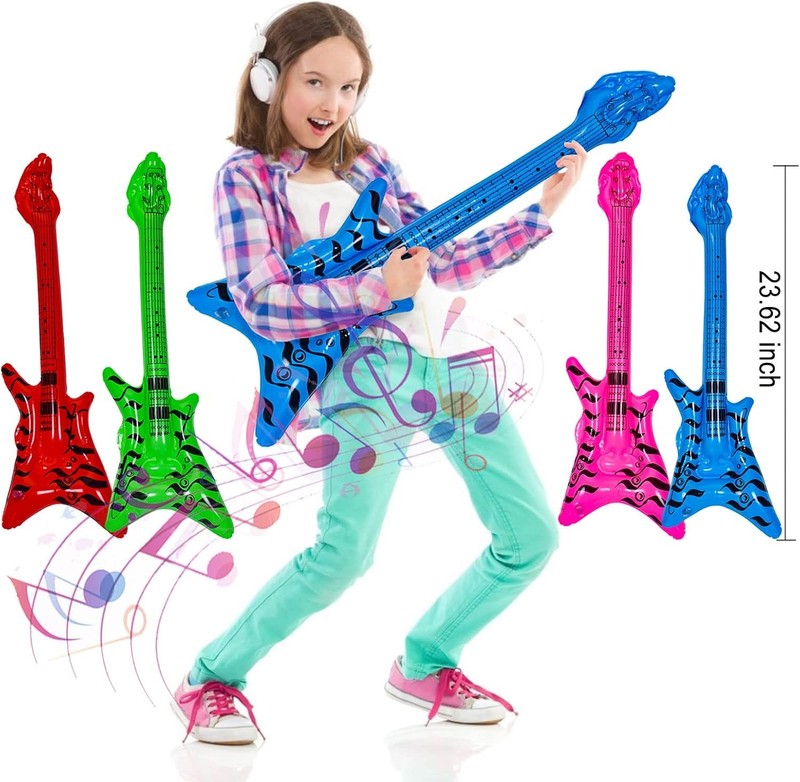 Inflatable Rock Star Toy Set, 30 PCS 80S 90S Party Decorations Inflatable Party 6