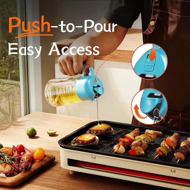 16oz Glass Olive Oil Sprayer 2 in 1 Dispenser Bottle Air Fryer BBQ Sky Blue3