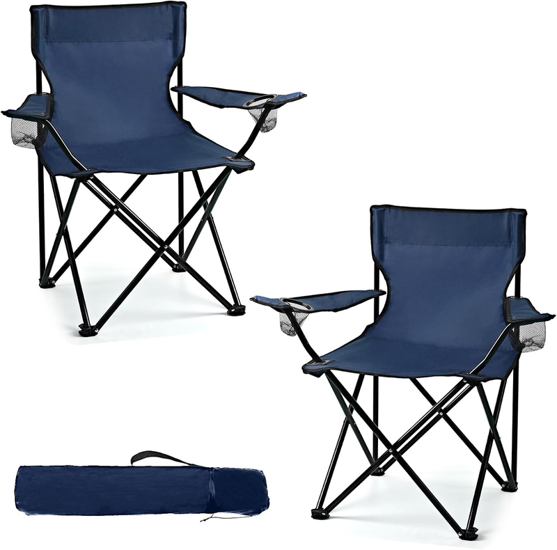 2 Pack Camping Chairs Foldable Portable w/ Carry Bag 250lb Beach Outdoor10
