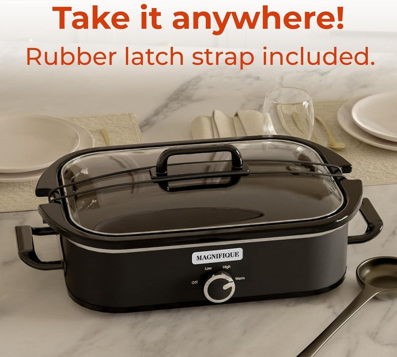4QT Slow Cooker w/ Ceramic Nonstick Dish Temp Control Glass Lid5