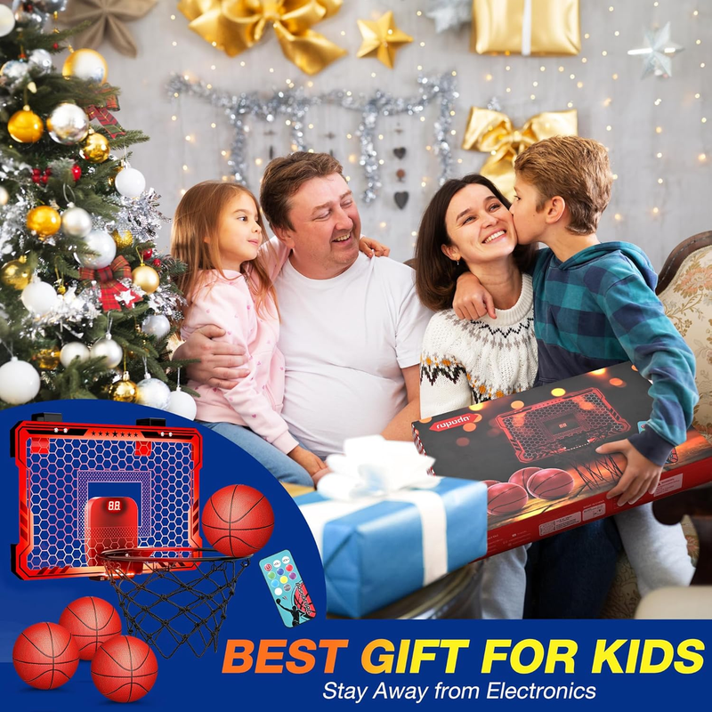 Indoor Basketball Hoop Mini Hoop LED Scoreboard 4 Balls Over Door5