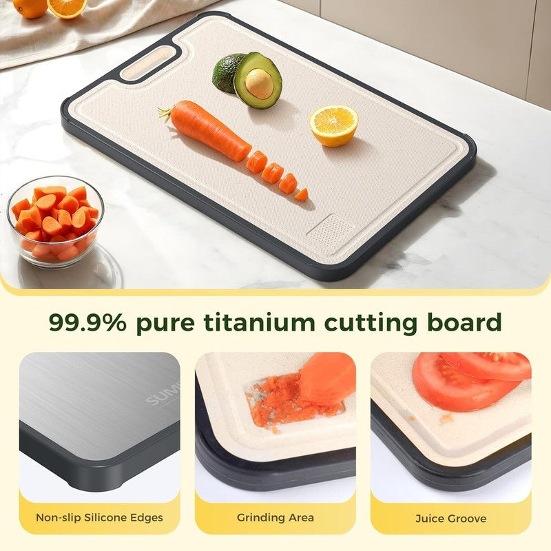 Titanium Cutting Board for Kitchen, Cutting Board Double Sided Food Grade, Pure 5