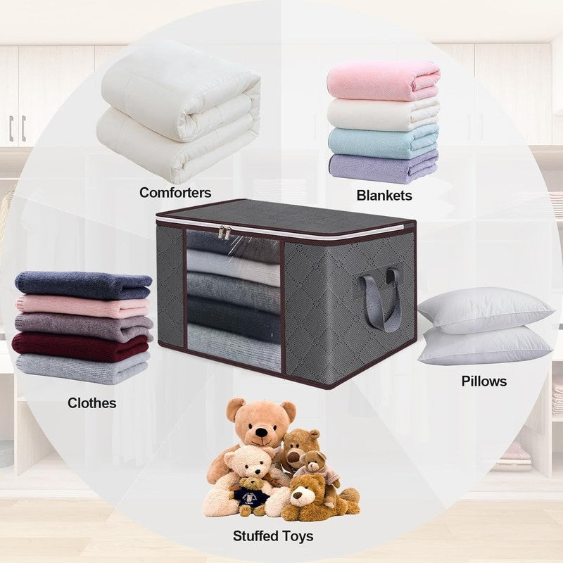 10 Pack 90L Large Storage Bags, Foldable Clothes Closet Organizers5