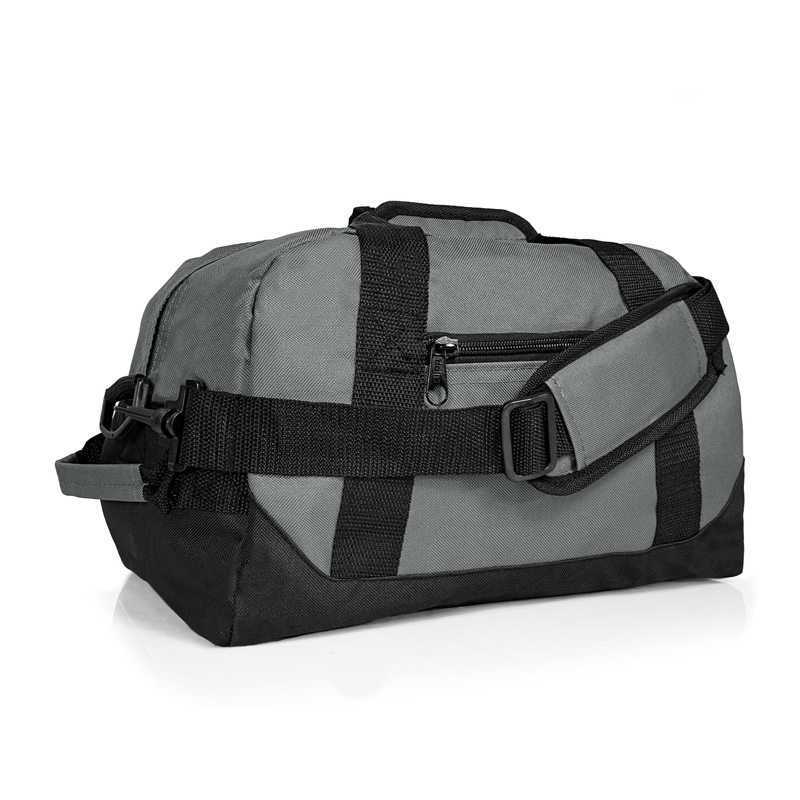 14" Small Duffel Bag Gym Duffle Two Tone in Gray with Shoulder Strap9
